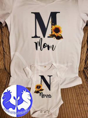 Sunflower Monogram Mommy and Me